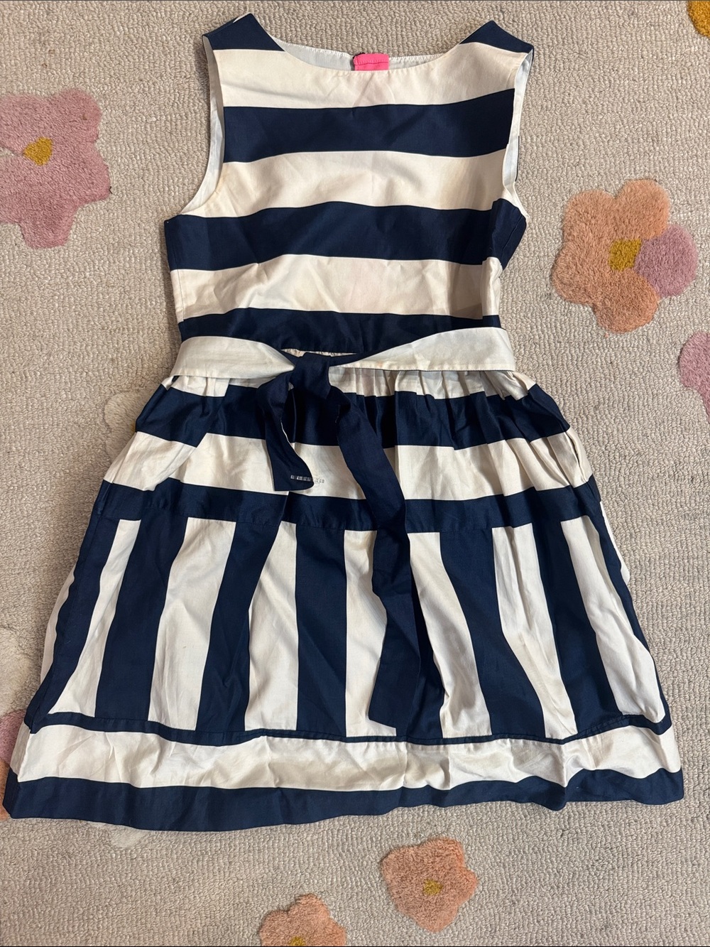 Crewcuts Navy and White Striped Sleeveless girl Dress